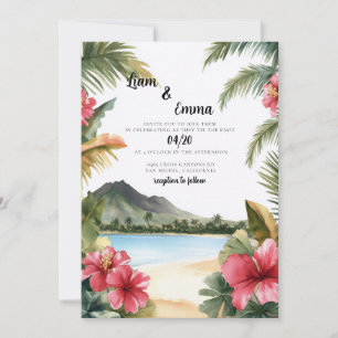 Invitation Mariage de destination sur une plage tropicale haw
