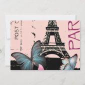 Invitation mariage de destination tour eiffel rose Paris (Dos)