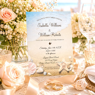 Invitation Mariage de Destination Tropical à la Plage avec Ét