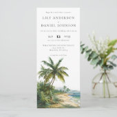 Invitation Mariage de destination tropical à l'aquarelle (Debout devant)