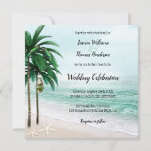Invitation Mariage de destination Tropical Beach Palm Tree (Devant)