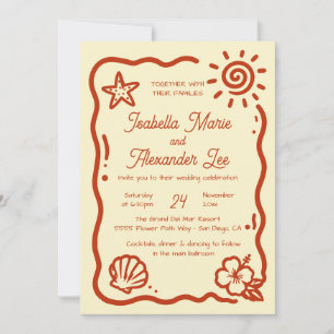 Invitation Mariage de Destination Tropical Dessiné à la Main