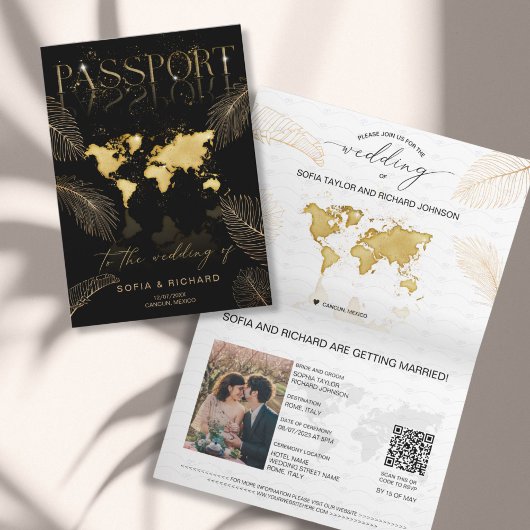 Invitation Mariage de Destination Tropicale Code QR de Passep