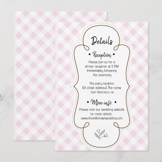 Invitation mariage de détails chic (Devant / Derrière)