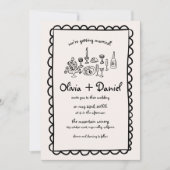 Invitation Mariage de détails funky dessiné main lunaire (Devant)