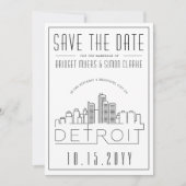 Invitation Mariage de Detroit | Skyline stylisée Enregistrer  (Devant)
