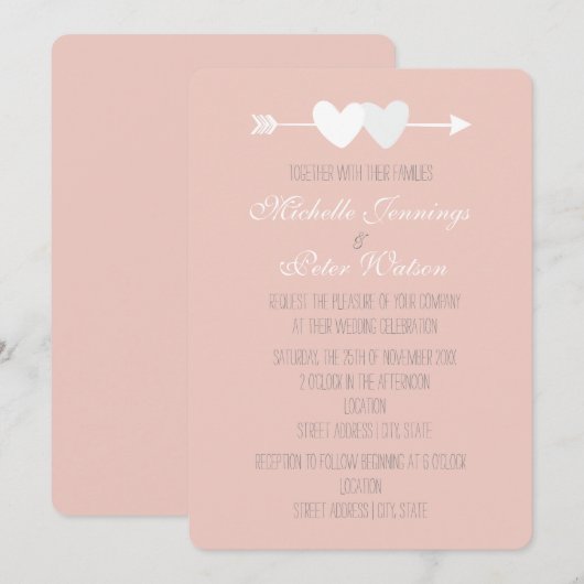 Invitation Mariage de deux coeurs (Devant / Derrière)