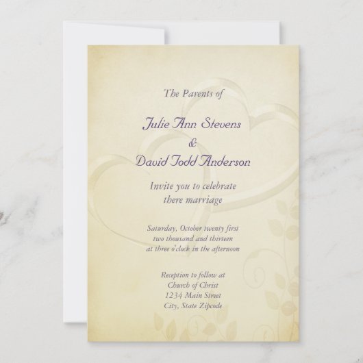 Invitation Mariage de deux coeurs (Devant)