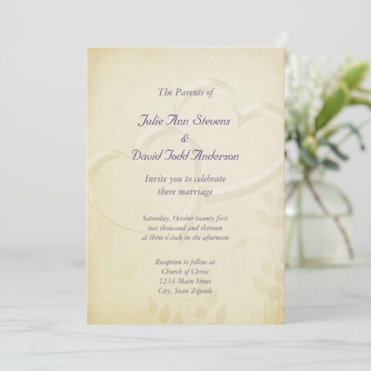 Invitation Mariage de deux coeurs (Debout devant)