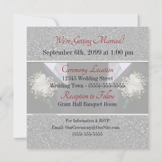 Invitation Mariage de deux fiancés deux coeurs (Dos)