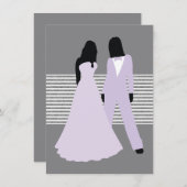 Invitation Mariage De Deux Mariées (Lilac Et Grey) (Devant / Derrière)