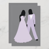 Invitation Mariage De Deux Mariées (Lilac Et Grey) (Devant / Derrière)