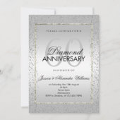 Invitation Mariage de diamant 60 ans Stylé Argent Confetti (Devant)