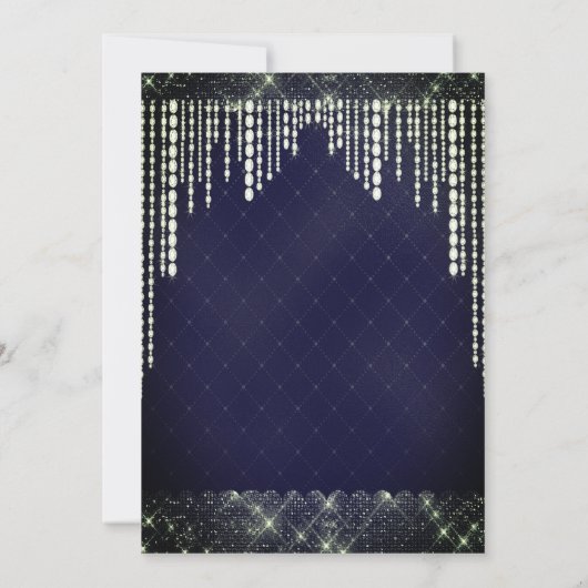 Invitation Mariage de diamants bleu marine (Dos)