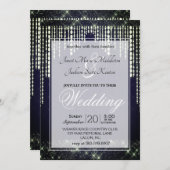 Invitation Mariage de diamants bleu marine (Devant / Derrière)