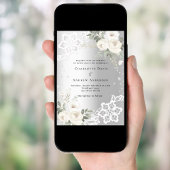 Invitation Mariage de diamants floraux blancs en argent