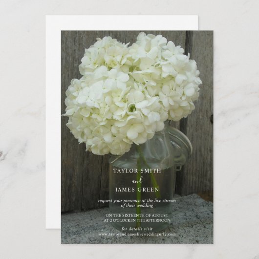Invitation Mariage de diffusion en continu virtuel Hydranges (Devant / Derrière)