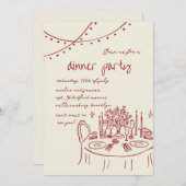 Invitation Mariage de dîner à main dessinée et manuscrite (Devant / Derrière)