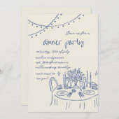 Invitation Mariage de dîner à main dessinée et manuscrite (Devant / Derrière)