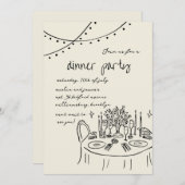 Invitation Mariage de dîner à main dessinée et manuscrite (Devant / Derrière)