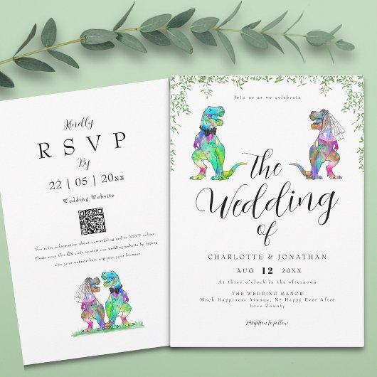 Invitation Mariage de dinosaure de feuillage Eucalyptus