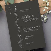 Invitation Mariage de diviseur botanique moderne Noir