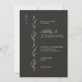 Invitation Mariage de diviseur botanique moderne Noir (Devant)