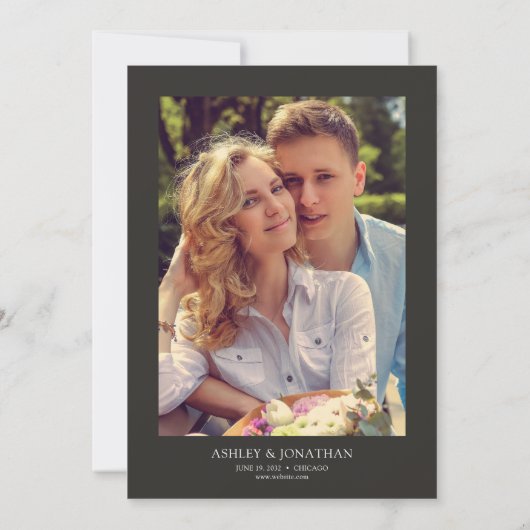 Invitation Mariage de diviseur botanique moderne Photo noire (Dos)