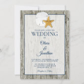 Invitation Mariage de Dollar de Sable de Bois Chiré Rustique  (Devant)