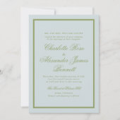 Invitation Mariage de Domaine Vert Olive Écriture Classique (Devant)