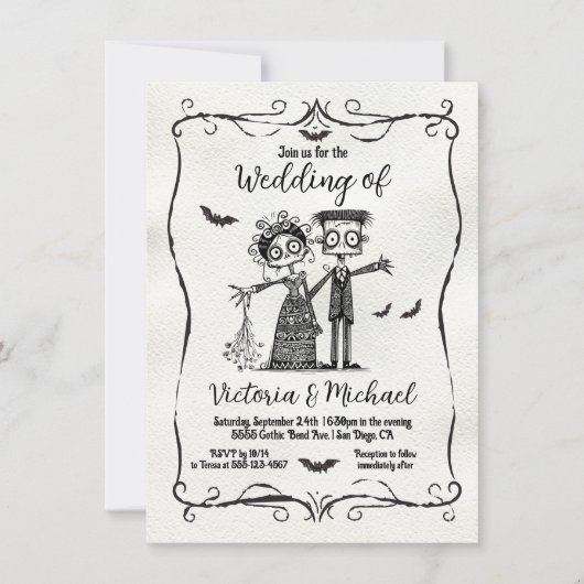 Invitation Mariage de doodle Goth Zombie (Devant)