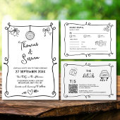 Invitation Mariage de doodle Whimsical français tiré à la mai