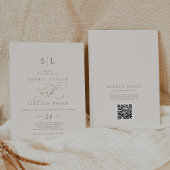 Invitation Mariage de dos de code QR de monogramme d'ivoire d