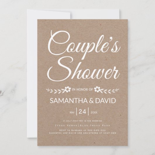 Invitation Mariage de douche en papier kraft (Devant)