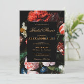 Invitation mariage de douche nuptiale Floral noir (Debout devant)