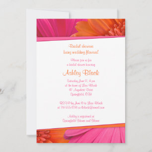Invitation Mariage de douche nuptiale rose orange