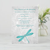 Invitation Mariage de dragonfly turquoise Dîner de répétition (Debout devant)