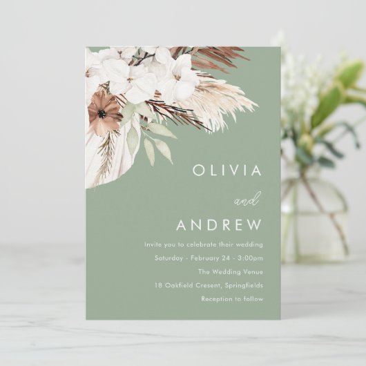 Invitation Mariage de Earthy Sage Boho (Debout devant)