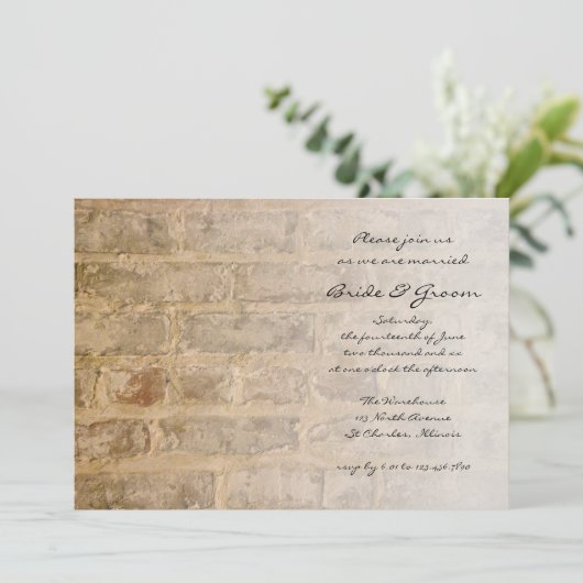 Invitation Mariage de façade en briques de style industriel (Debout devant)