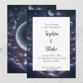 Invitation Mariage de Fantaisie Céleste Bleu et Violet (Devant / Derrière)