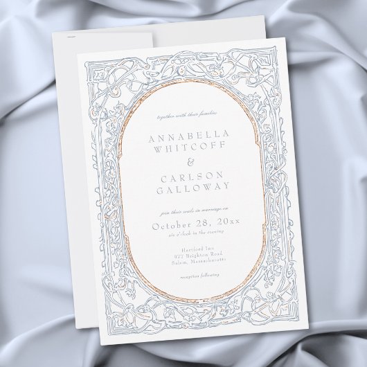 Invitation Mariage de fantasy médiévale bleu et or