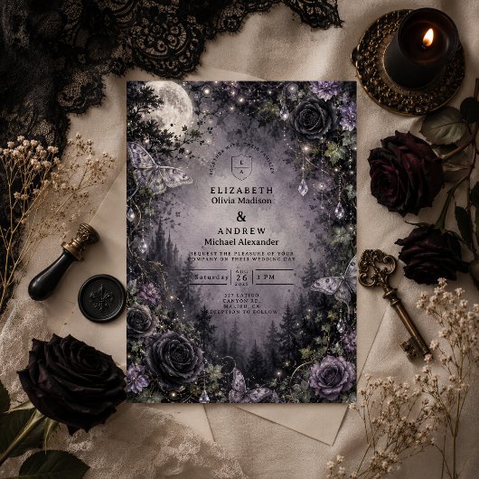 Invitation Mariage de fée gothique au clair de lune