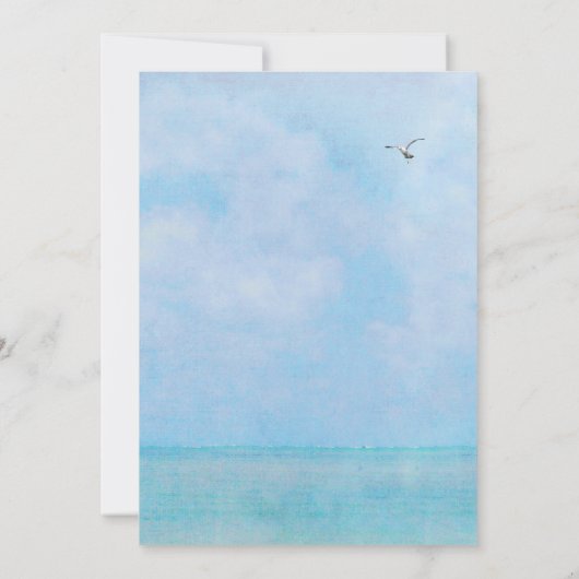 Invitation Mariage de fenêtre Vue Océan avec mouettes (Dos)