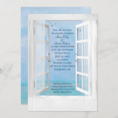 Invitation Mariage de fenêtre Vue Océan avec mouettes (Devant / Derrière)
