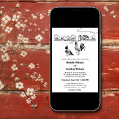 Invitation Mariage de ferme de charme de poulet de poulet gri