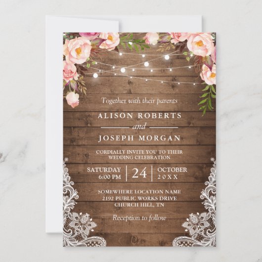 Invitation Mariage de ferme en bois rustique (Devant)