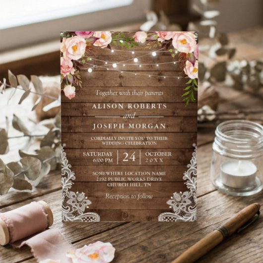 Invitation Mariage de ferme en bois rustique