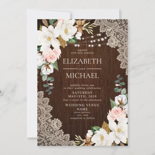 Invitation Mariage de ferme en bois rustique (Devant)