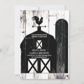 Invitation Mariage de Ferme Rustique Bois Blanc Grange Noire (Devant)