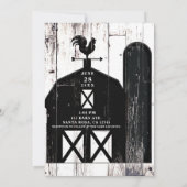 Invitation Mariage de Ferme Rustique Bois Blanc Grange Noire (Dos)